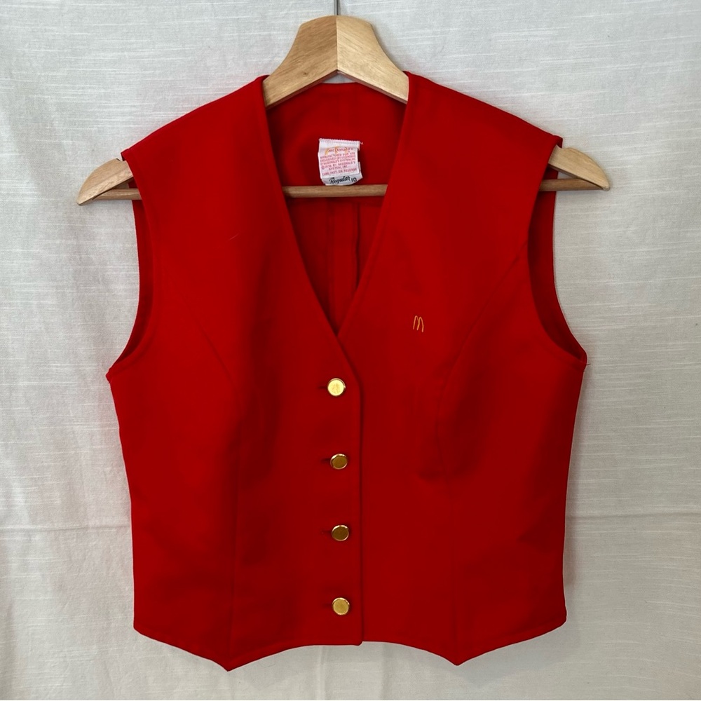Vintage 1976 McDonald's Red Vest with Gold Buttons